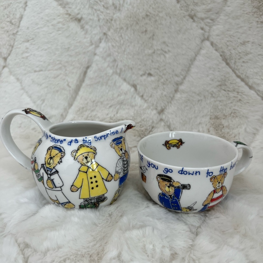 Vintage Cardew Design Beach Bears Teacup Creamer Set Nautical Teddy Bears